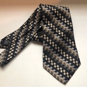 Stafford Tie Men’s Black & Brown Geometric Pattern Silk Business Office Dress
